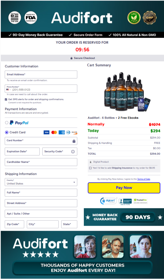 Audifort Official Website Secure Order Page